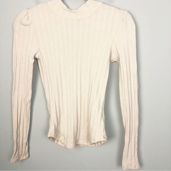 Free People Cream Blouse with Navy Scarf Detail - Picture 5 of 12